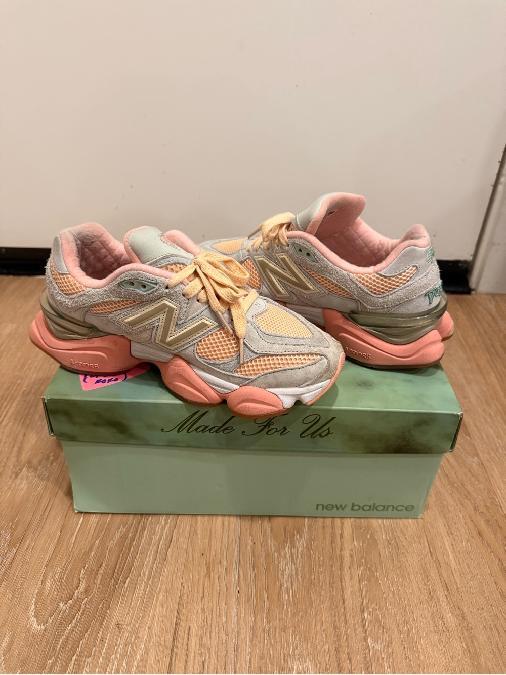 New Balance Women's Peach Pink Mesh & Suede Chunky Sneakers